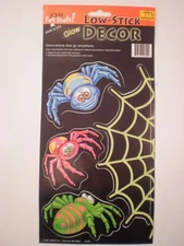 Lot of 4 Glow-in-the-dark Halloween Spider Stickers Scary Fun Low-Stick