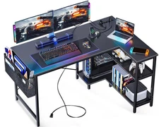 ODK 48 Inch Small L Shaped Gaming Computer Desk with Power Outlets, Corner De...