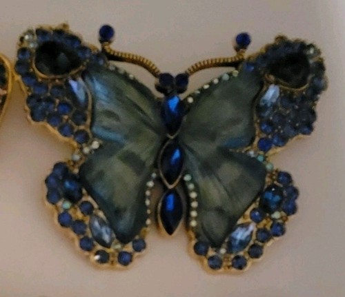 Big 3" Blue Rhinestone Butterfly Brooch Absolutely Stunning Jewelry CA USA E350