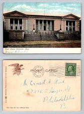 Worcester, MA-Massachusetts, Court House Columned Facade Vintage c1909 Postcard
