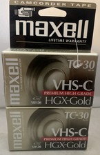 Maxell TC-30 VHS-C HGX Gold Camcorder Tapes Videocassette Pack of 2 NEW SEALED