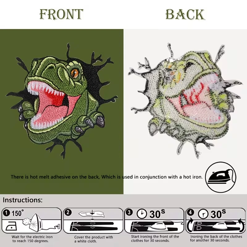 Dinosaur Embroidered iron on Patch 3 x 3 inch - Image 2 of 4