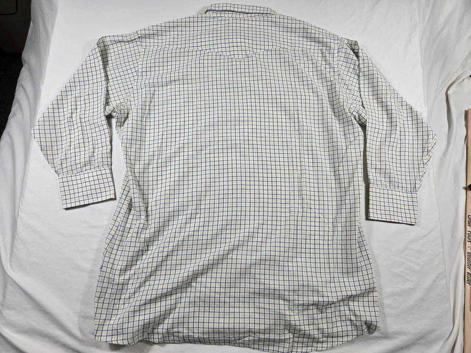 Panhandle Slim Shirt Mens 18 2XL Blue Yellow Pearl Snap Plaid Western Cowboy - Image 4 of 4