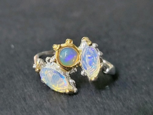 Handmade Natural Opal Ring 925 Sterling Silver Ring Size 6 1067 - Picture 4 of 6