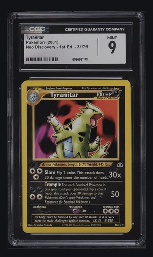 Tyranitar (1st Edition) graded CGC 9 for sale on eBay