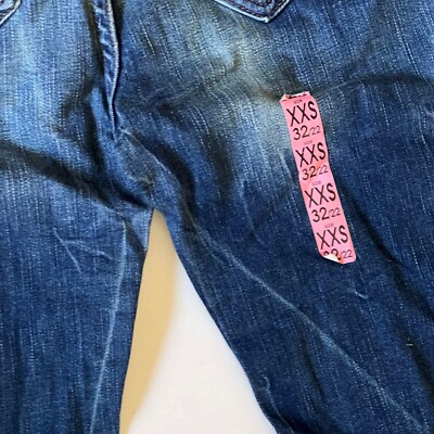 Bershka Baggy Loose Rise Blue Denim Distressed Jeans Crop Cuffs
