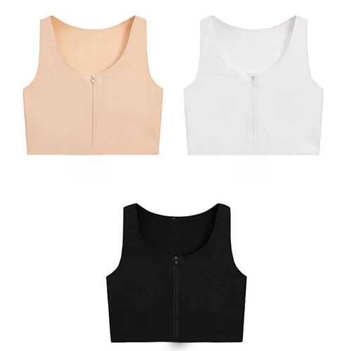 Women Zip Seamless Chest Breast Binder Tomboy FTM Sport Bra Vest Plus Size - Picture 11 of 22