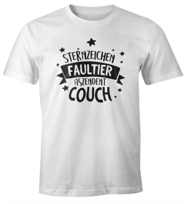 Herren T-Shirt mit Spruch lustig Sternzeichen Faultier. Aszendent Couch. Motiv