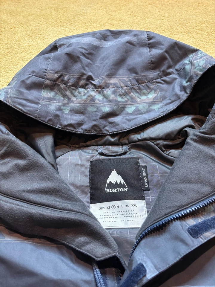 Para hombres Burton Impermeable Esquí Snowboard Chaqueta Abrigo con Capucha Azul Azteca Termolite S Foto 4 de 4