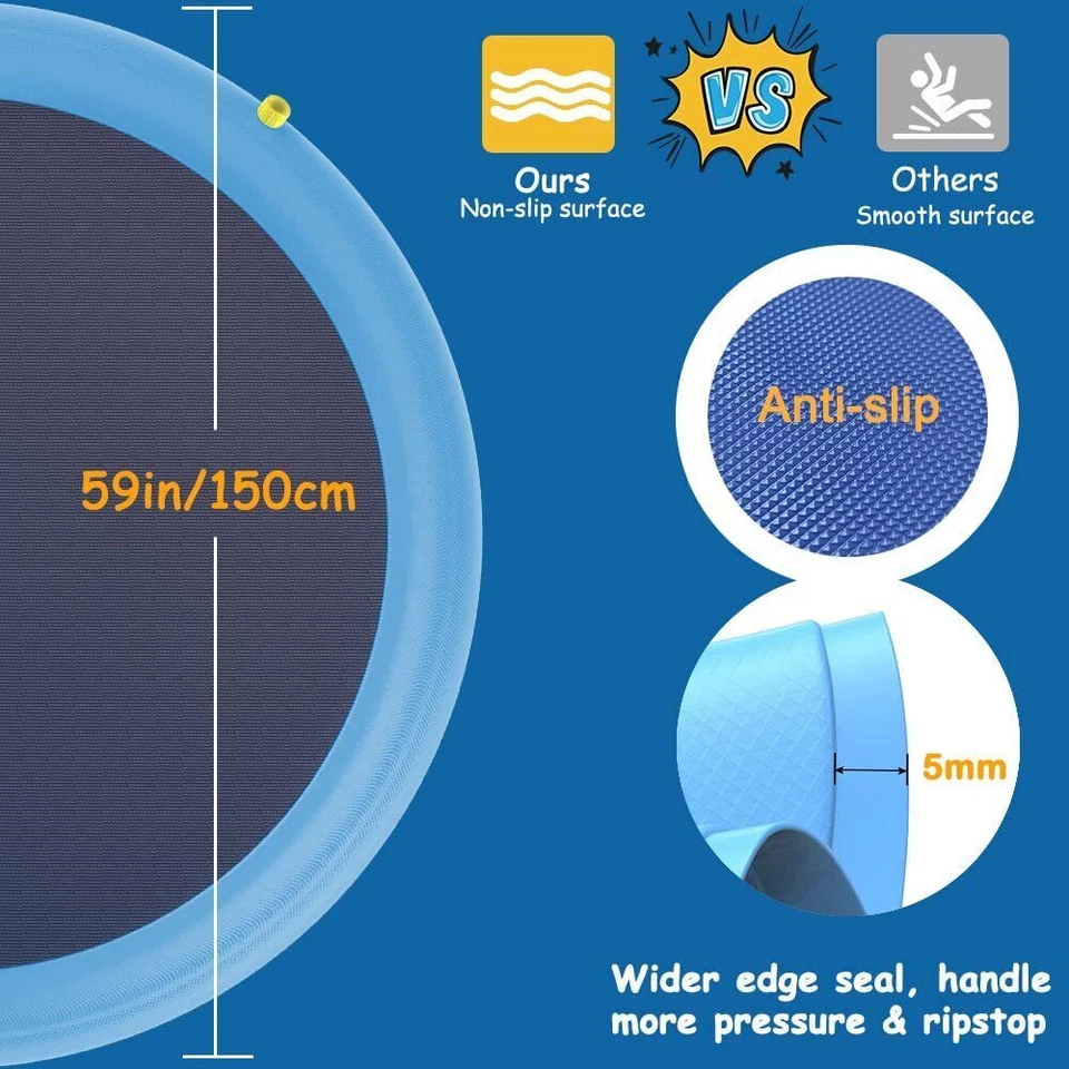 150cm Splash Pad Hunde Matte Wasserspielmatte Springbrunnen Hundepool Sprinkler - Bild 4 von 4