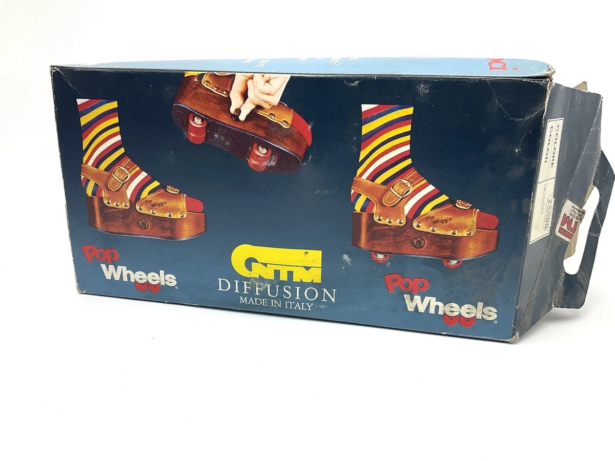 1979 RARE POP WHEELS RED ROLLER SKATES LEATHER SHOES VINTAGE NEW