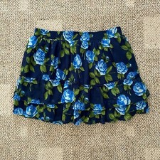 Abercrombie  Fitch Skirt Floral Ruffle Short Blue Young Women's Teen Size L