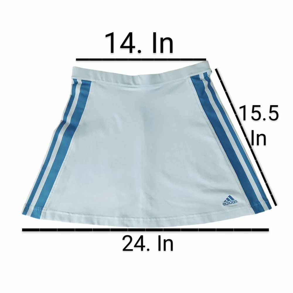 Adidas Tennis Skirt Size 44 Sky Blue Womens Three Strip Classic Athletic Stretch