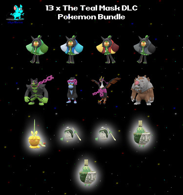   13 x The Teal Mask DLC NonShiny Shiny 6IV Pokemon Bundle for Scarlet Violet  