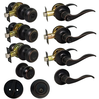New ORB Deadbolt Door Knob Lever Lock Handles Entry Passage Privacy Dummy