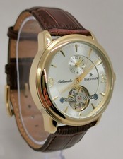 Thomas Earnshaw Automatic GMT Dual Time Open Heart Gold Tone 42mm Gents Watch