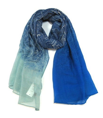 Bufanda ligera con estampado de rampa degradada de perejil para mujer de mezcla de algodón para todas las estaciones - Imagen 5 de 10