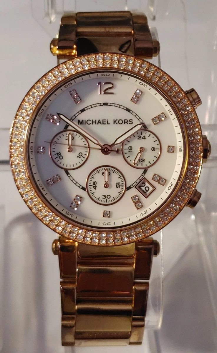 Michael Kors Parker MK 5491 Rose Gold Chronograph Watch.New battery 7