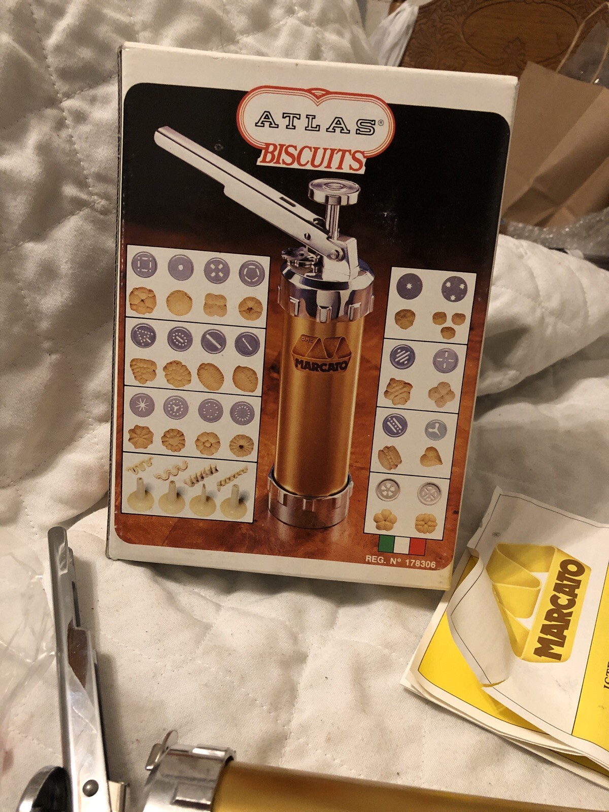 Marcato Atlas Vintage Biscuits Cookie Press 4 Tips and 20 Discs. Made