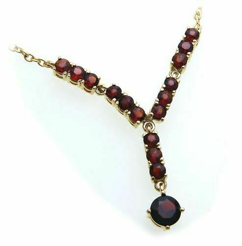 Collier En Or 333/8 Carats Avec Grenat Véritable Pour Femmes - Neuf Avec étiquettes - Réf 4958/3GR