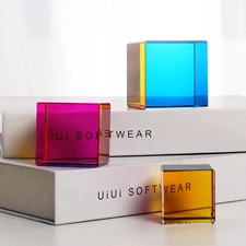 40/50/60MM Color Crystal Cube Optical Glass Prism Cube Physics Teach Photograph