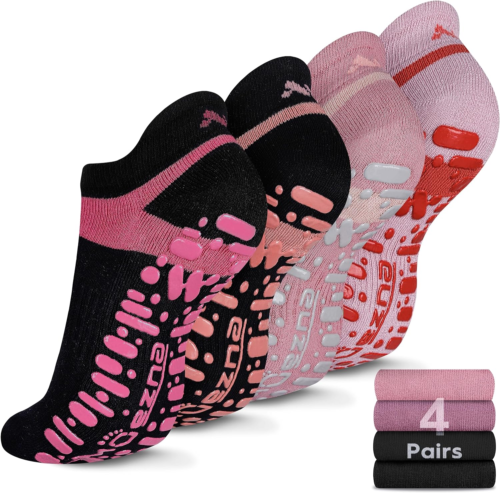 Non Slip Yoga Socks for Women, Anti-Skid Pilates, Barre, Hospital Socks with Gri