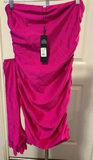 Fashion Nova Still In Love Mini Dress With Gloves Set Hot Pink Size Medium NWT’S