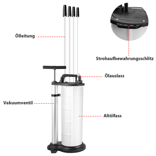 9L Ölabsaugpumpe Manuelle Saugpumpe Vakuumpumpe Öl Absaugung Ölwechselpumpe - Bild 2 von 12
