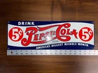 Vintage Ande Rooney Porcelain Enameled Pepsi-Cola 5 Cents Metal Sign 6"H X 18"L