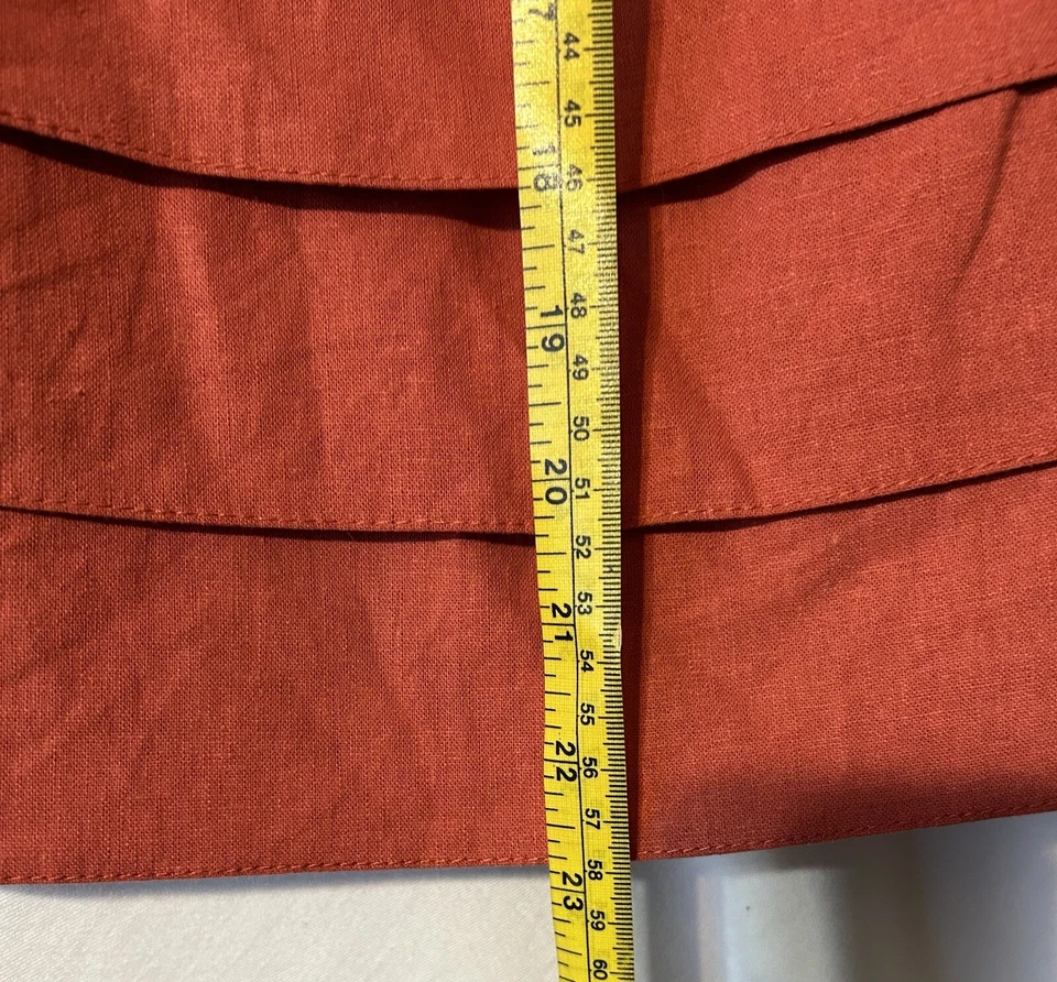 Falda Larry Levine Mujer Línea A Lino Pétalo Plegable Forrada Naranja Óxido Talla 10 (SK7) Foto 4 de 4