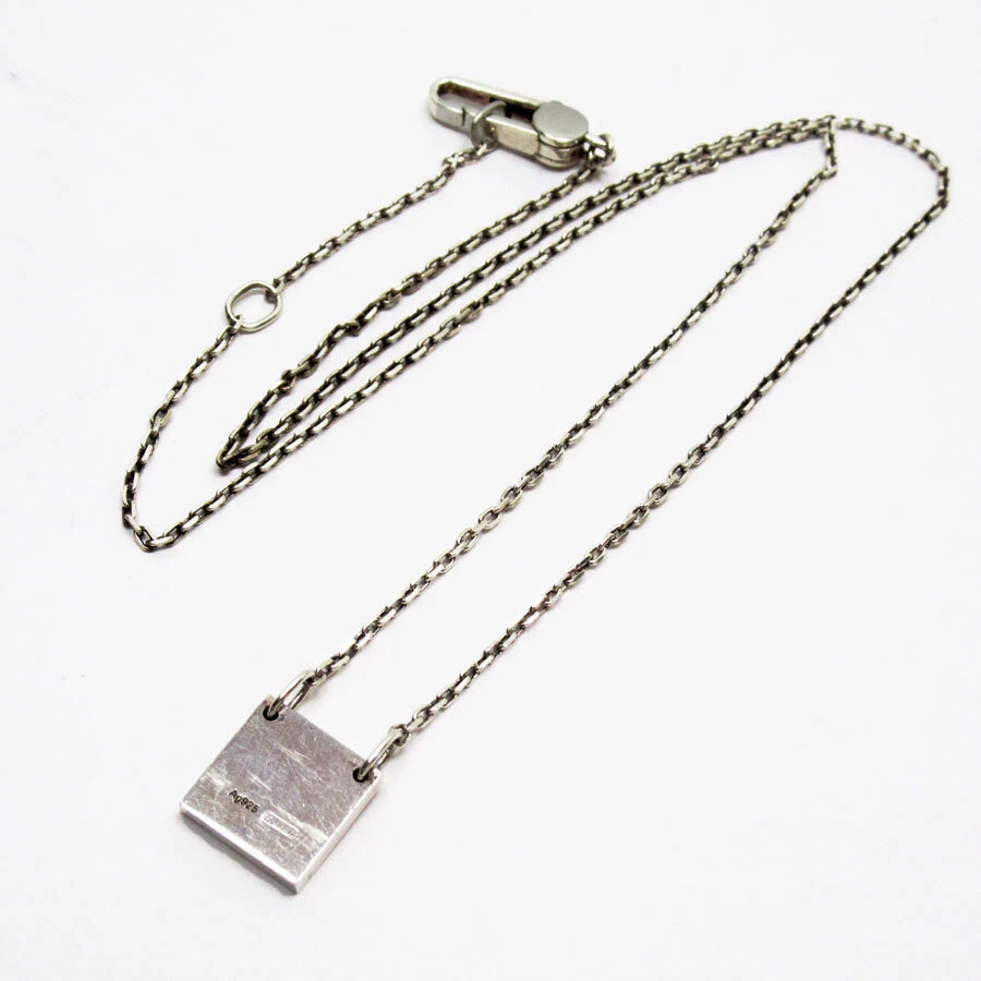 Collier GUCCI argent 925 plaque carrée pendentif charme bijoux pour hommes accessoire