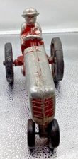 Vintage Heavy Cast Aluminum Oliver Farm Tractor Toy Driver E.R. Roach 50s t42