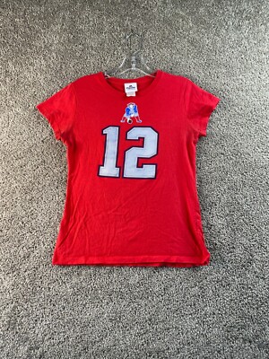 New England Patriots Shirt Womens Medium Red NFL Football Tom