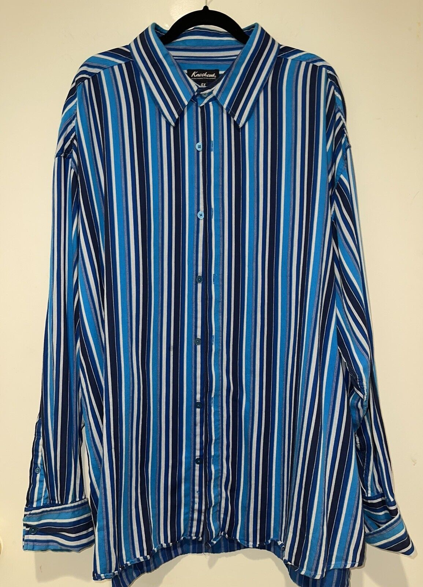 Mens Shirt Button Up 4X Knockout Denim Apparel Blue Stripe Mens Shirt Button Up 4X Knockout Denim Apparel Blue Stripe
