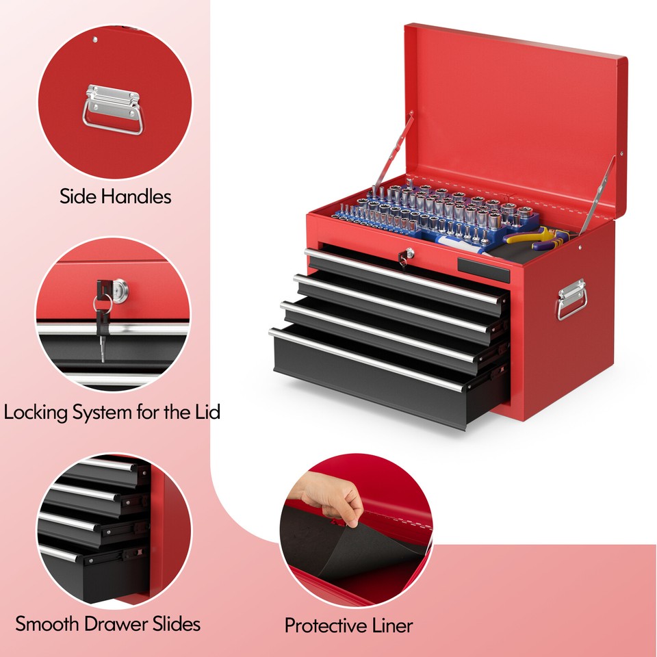 6-Drawer Toolbox Rolling Tool Chest High Capacity Storage Cabinet Combo ...