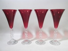 Cristal D&rsquo;arques Durand Ruby Red NOEL Flared 4 Water Wine Goblet Christmas