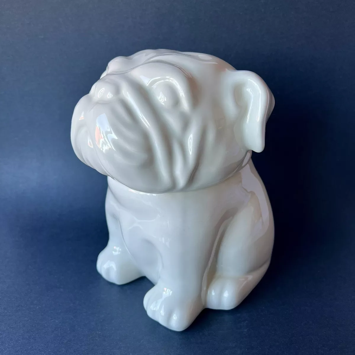 BULLDOG COOKIE JAR. TREAT JAR. ALL WHITE. STONEWARE. eBay
