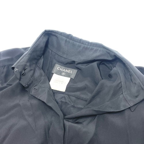 CHANEL P52246 15B blouse Long sleeve shirt silk Black - Picture 4 of 11