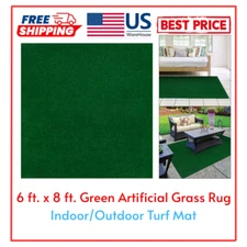 6 ft. x 8 ft. Green Artificial Grass Rug – Indoor/Outdoor Turf Mat