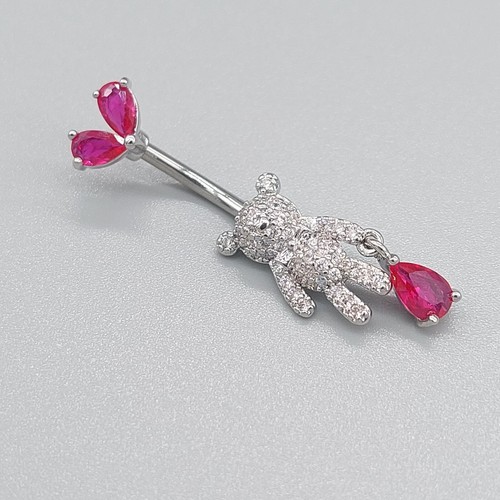 Belly Bars Button Piercing Bar Dangle Navel Body Jewellery Gem Ring Silver Gift - Picture 3 of 7