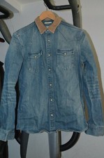Mens All Saints button up thick denim shirt with corduroy collar