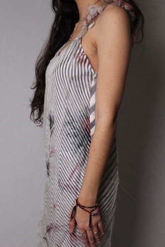 New $2900 Salvatore Ferragamo SILK FLORAL STRIPED Dress Size 42 It Made in Italy - Picture 2 of 9