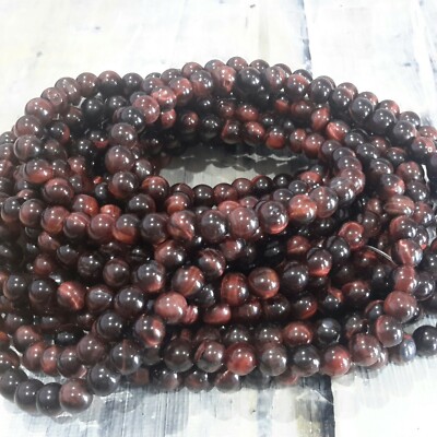 Natural Red Tiger Eye ,6mm, Approx 62 pcs. Colour Enh. Free postage. Oz Seller