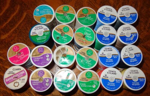 MIXED LOT 22 SPOOLS OF SEWING THREAD COATS CLARKS DUAL DUTY QUILTING ALL PURPOSE - Picture 2 of 3