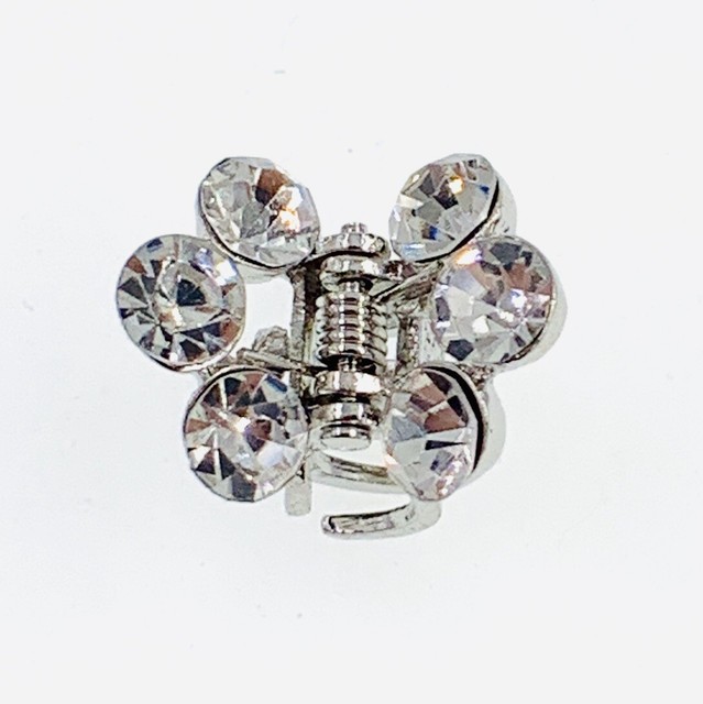 USA Small Metal Vintage Hair Claw Jaw Clip Rhinestone Crystal Hairpin