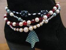 3 DIFF HANDMADE STRETCHY CORD BOOT BRACELETS MULTICOLORS JEWELRY ANKLETS LOT 24