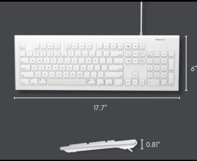 NEW Macally 104 Key Full-Size Keyboard Wired for Mac and PC White New