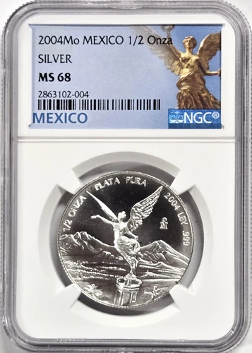 2004 Mexico Libertad 1/2 oz. Silver Coin - NGC MS68