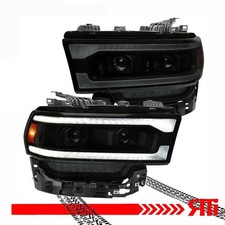 Smoked Halogen Headlights Projector LED Sequential Turn Sign Dodge Ram 2500 3500