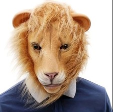 Lion Mask Fur Head Piece Disguise Novelty Handmade Unique Safari Tiger Party